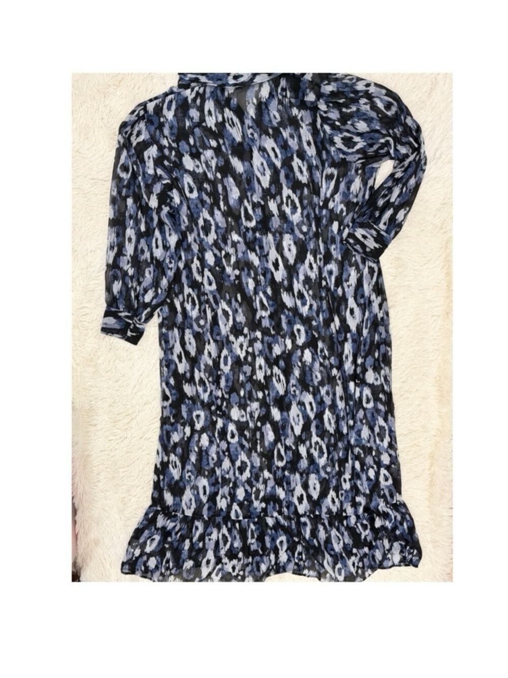 Nina Parker Trendy Blue Animal Abstract Print Long Sleeve Dress - 3X (NWOT)